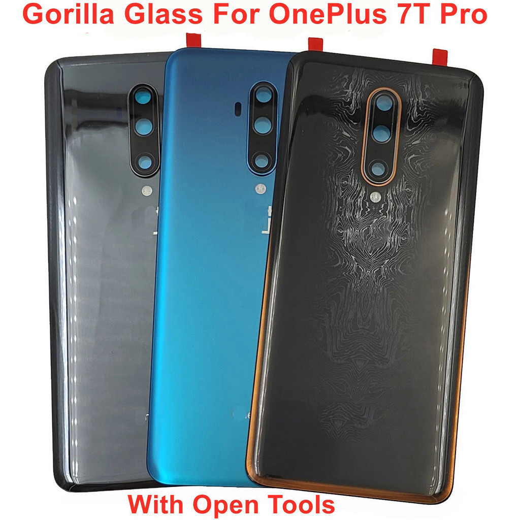 ONEPLUS 適用於一加 7T Pro 原裝後蓋玻璃電池蓋硬後蓋門後殼面板外殼 + 相機鏡頭膠水