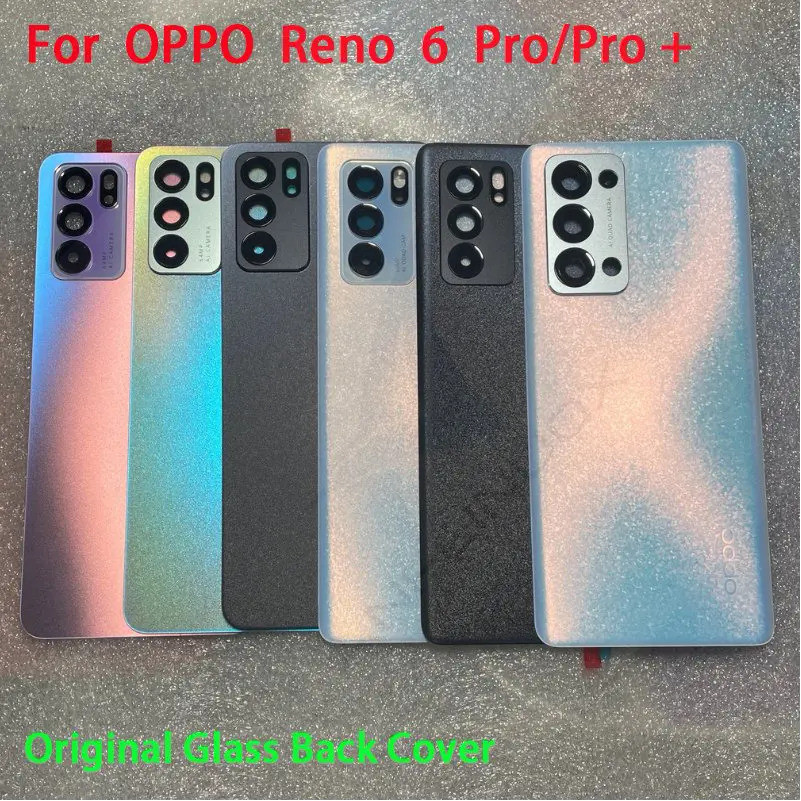 全新原裝鋼化玻璃後蓋適用於 OPPO Reno 6 Pro / Pro+ 備件後蓋電池蓋門殼 + 相機框架