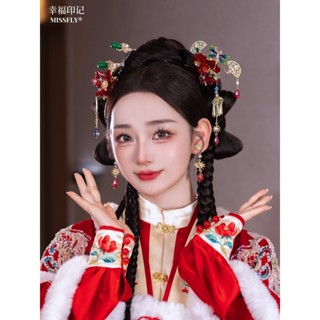 新中式新娘金紅色秀禾馬面裙頭飾龍鳳褂漢服旗袍髮飾簪娘減齡國風