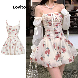 Lovito 女士可愛小碎花圖案連身裙 L85AD157