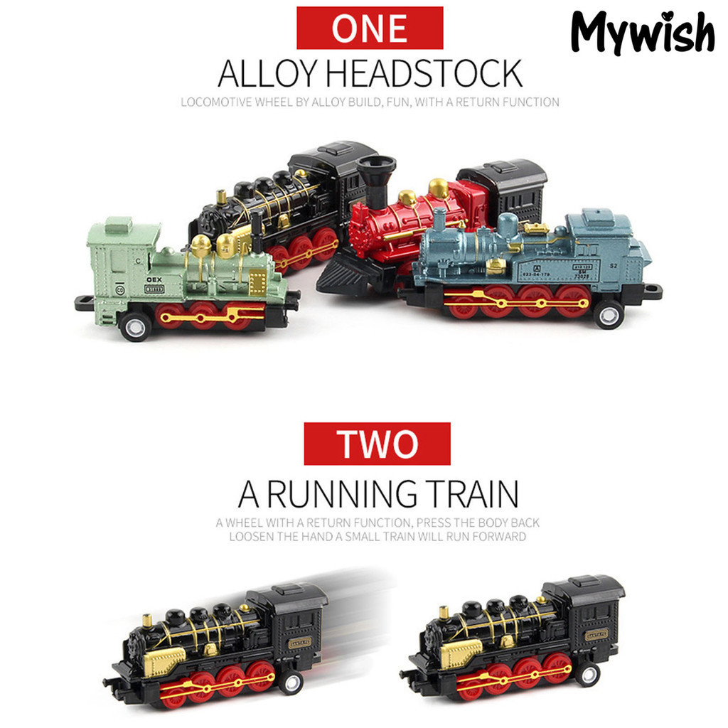 【萌寶屋】仿真復古蒸汽小火車回力車合金兒童車火車模型玩具擺件