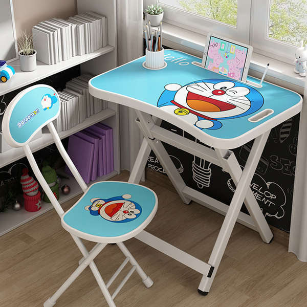 簡易兒童學習桌可摺疊書桌家用寫字桌兒童作業課桌椅套裝免安裝
