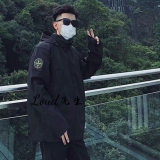 潮衝鋒衣拉鍊戶外男女外套連帽春秋季防風防水體閑上衣