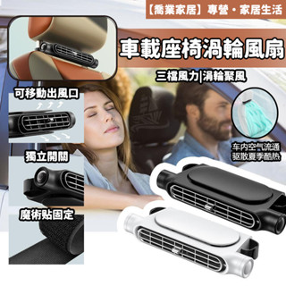 【光嶼家居】新升級HADER USB車載無葉散熱風扇 車用座椅靜音小風扇 汽車後座風扇【魔術貼設計 三檔風力 小巧便捷】