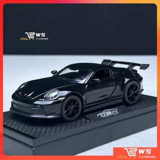 維斯 精品汽車模型✨1:32 保時捷 911 GT3 閤金車模 聲光迴力可開門 玩具車 跑車模型擺件 生日禮物 彩盒裝