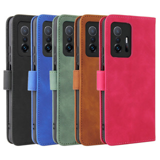適用 Xiaomi 小米11T5G手機套11TPRO保護殼磁扣翻蓋多卡糟膚感牛皮紋商務皮套素面色書本式防摔手機殼套