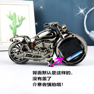 摩托模型擺件定時鬧鐘創意學生個性床頭鍾臥室復古懷舊機車時鐘