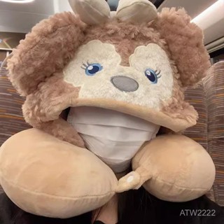 卡通雪莉玫U型枕迪士尼帽子可愛連帽頸枕u形枕飛機高鐵旅行護頸枕