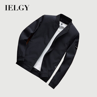 IELGY 男士夾克春秋款韓版緊身型素色外套 青少年大尺碼夾克
