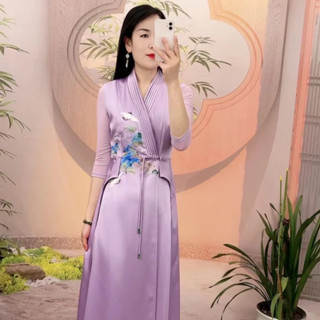 女民族越南奧黛旗袍東方傳統刺繡舞臺演出派對禮服