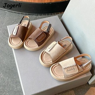 Jogerli 兒童休閒沙灘鞋夏季兒童嬰兒學步鞋平底露趾涼鞋男孩女孩涼鞋 21-36 碼