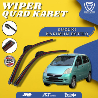 SUZUKI 鈴木 Karimun Estilo 無框四刃汽車前擋風玻璃雨刷 4 橡膠 1 套左右