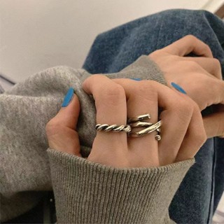 💜ins感 合金戒指 法式復古做舊麻花金屬交錯冷淡風可調節戒指 女ins潮韓國 ins風戒指 韓系戒指戒指