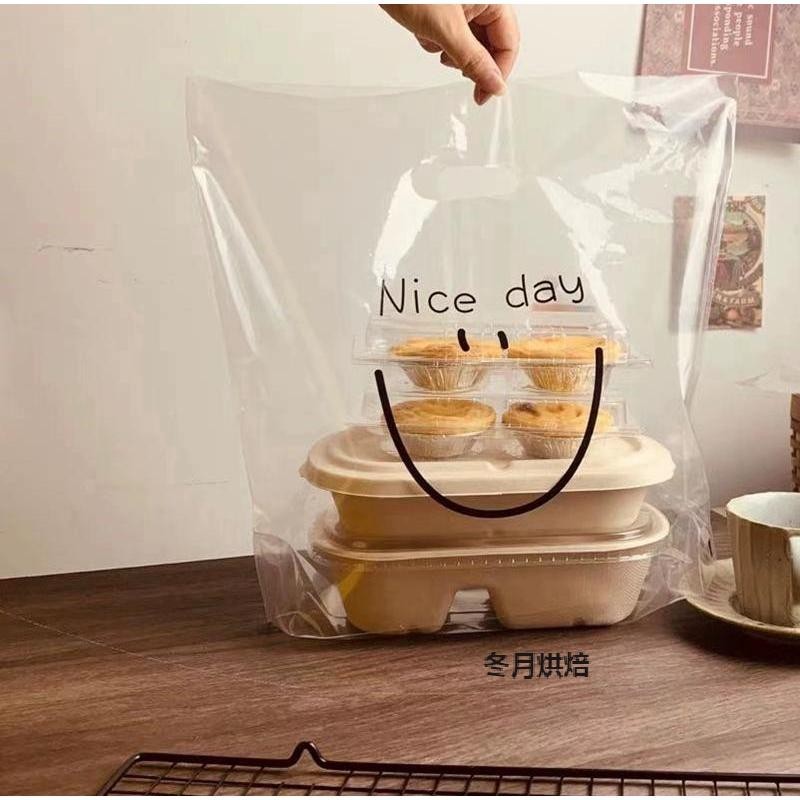【現貨】【烘焙打包袋】打包袋 烘焙手提袋子 外賣透明包裝袋 食品袋 蛋糕甜品麵包塑膠袋訂製