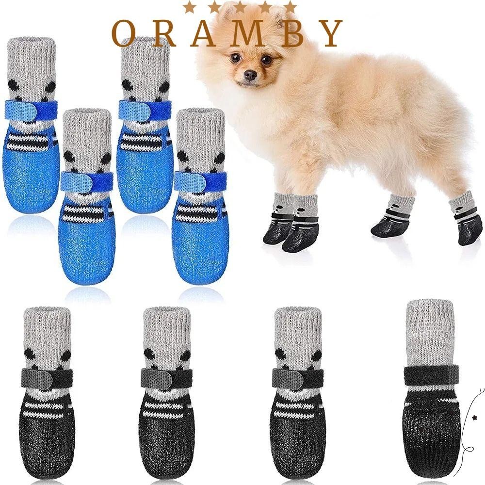 ORAMBEAUTY寵物靴鞋襪子,雨雪靴防水貓狗橡膠襪子,新建防滑寵物用品帶可調節拉繩小狗小襪子鞋: