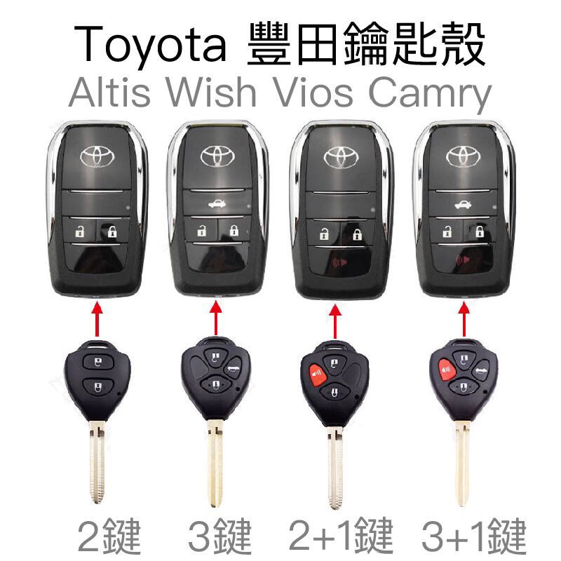 Toyota 豐田 改裝 折疊鑰匙 保護套 Altis wish vios cmary 替換 摺疊 彈射 鑰匙 外殼