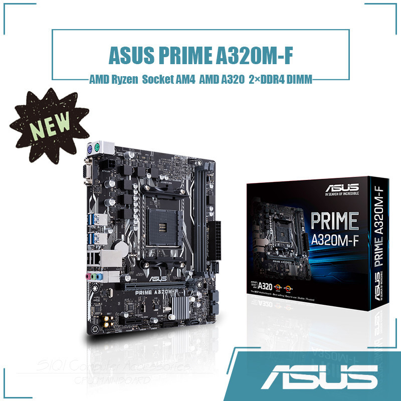 華碩 PRIME A320M-F 主板插座 AM4 2xDDR4 DIMM 使用 AMD A320 芯片組 Micro