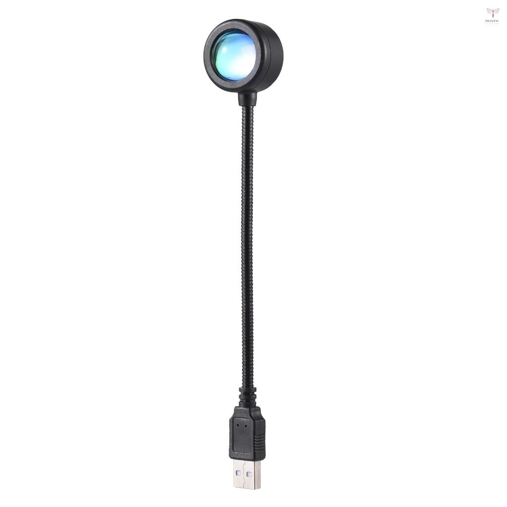 日落燈七彩燈投影儀 LED 燈日落燈投影儀 360°可旋轉,帶 USB 插座,用於聖誕裝飾攝影/派對/臥室/家居裝飾/直