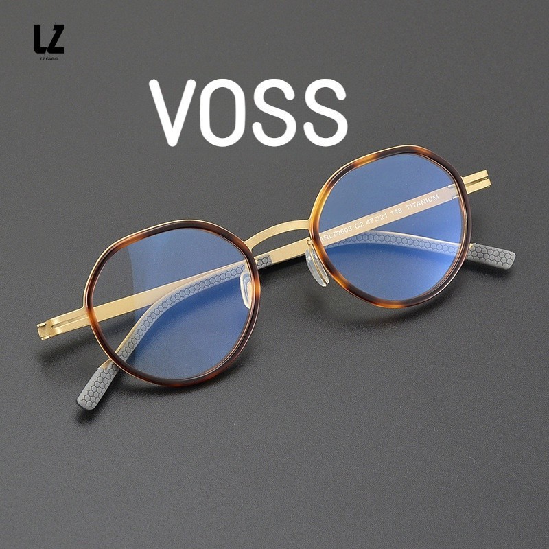【LZ鈦眼鏡】VOSS新款無磁眼鏡框 純鈦眼鏡架 商務復古男女配近視防藍光多邊形輕玳瑁平光鏡9603