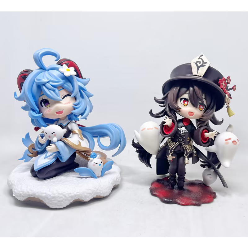 可愛原神Q版小甘雨  原神Q版可莉胡桃 美少女公仔 潮玩公仔手辦美少女Q版頑皮小胡桃 甘雨坐姿公仔擺件盒裝 可愛原神Q版