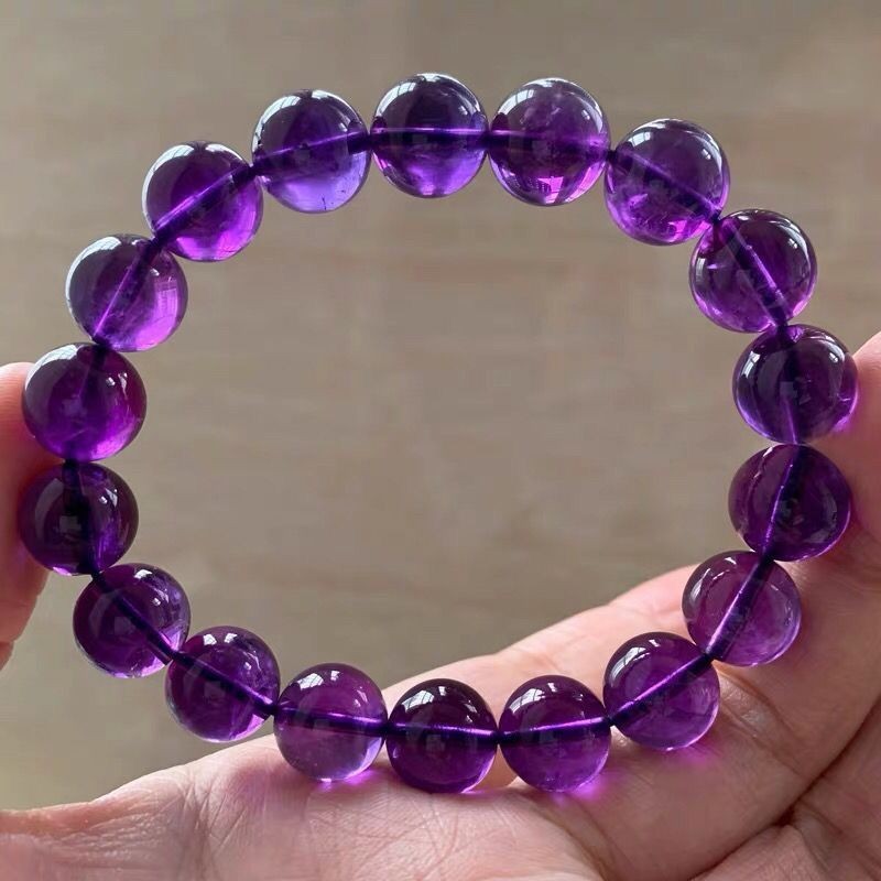 紫水晶天然純天然手鍊紫羅蘭深紫單圈手串