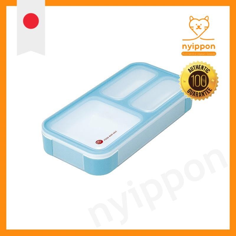Foodman 便当盒 可站立携带 超薄便当盒 400 毫升 天蓝色 防漏 W 形密封 4 点锁定 安全可靠 CB 日本