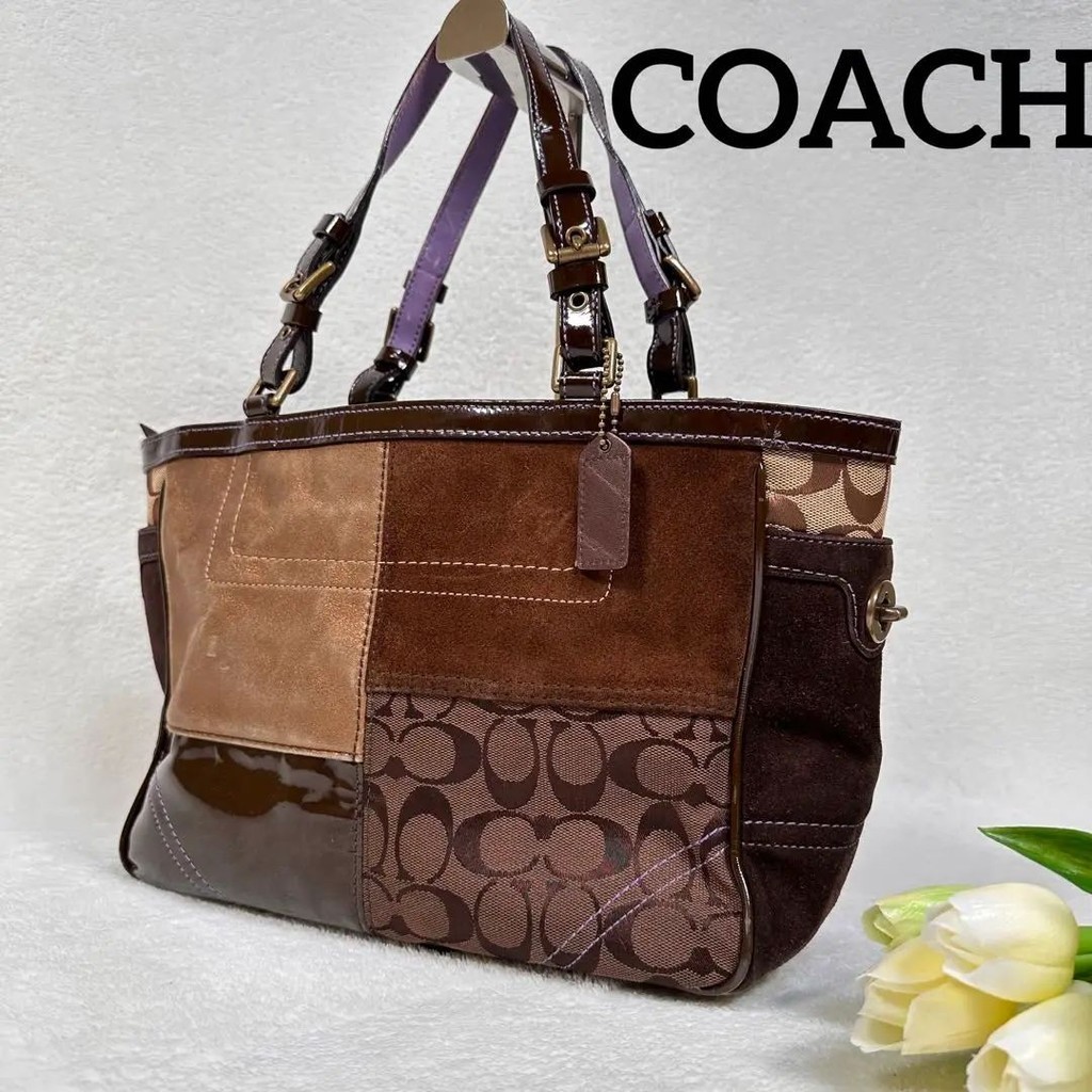 COACH 蔻馳 肩背包 Signature 轉扣 拼布 mercari 日本直送 二手