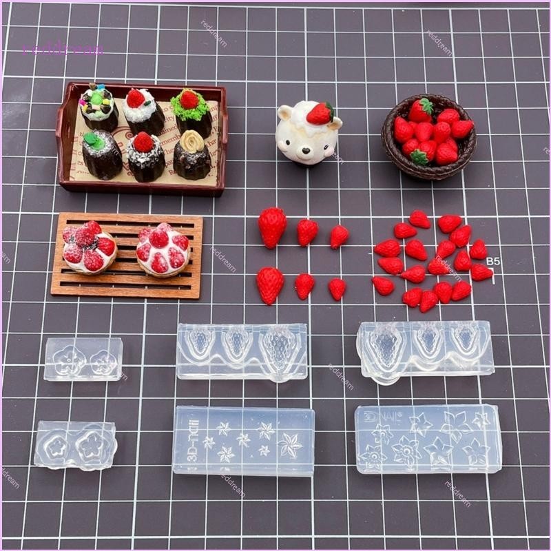 Rerev草莓矽膠模具蛋糕裝飾烘焙模具用於製作巧克力糖果