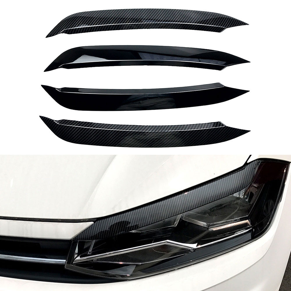 VOLKSWAGEN 大眾 Polo Mk6 2019-2023 前大燈眉貼 2 件套頭燈罩保護器汽車造型配件