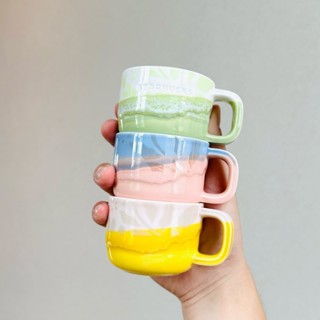 星巴克杯子2023新款自然堆疊彩色陶瓷馬克桌面咖啡品嚐水杯套裝
