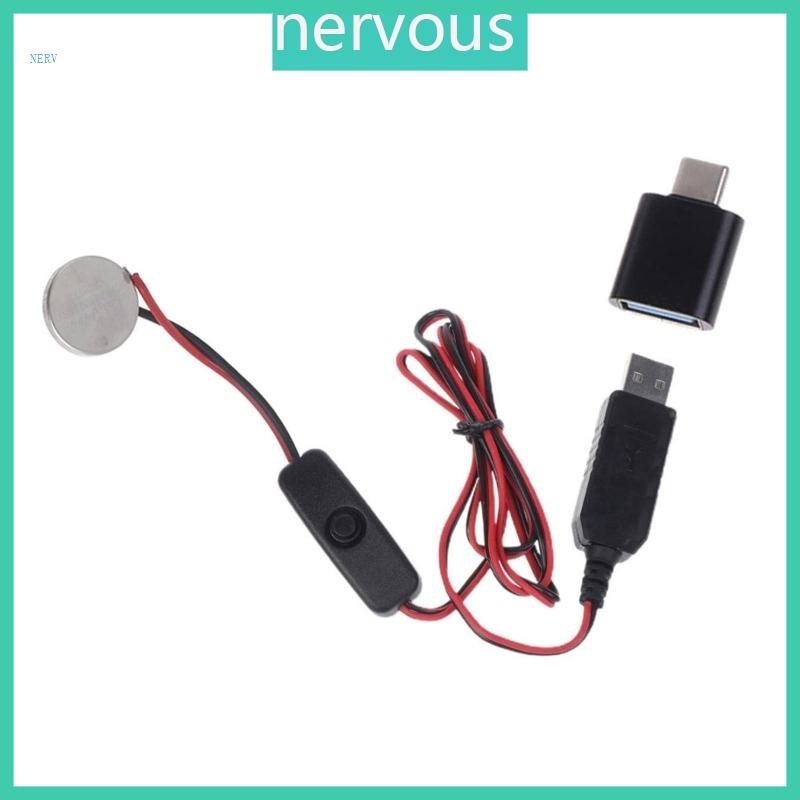 Nerv Type-C USB 轉 CR2032 充電器電纜線可靠電源,帶開關
