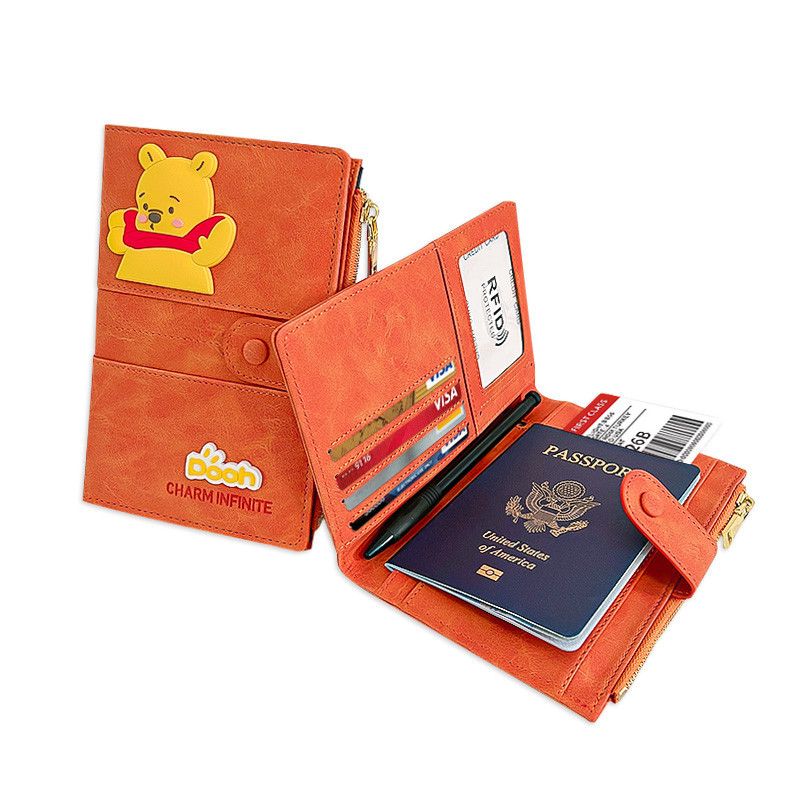 護照機票夾拉鍊多功能出差旅行護照保護套便攜出國留學證件收納包