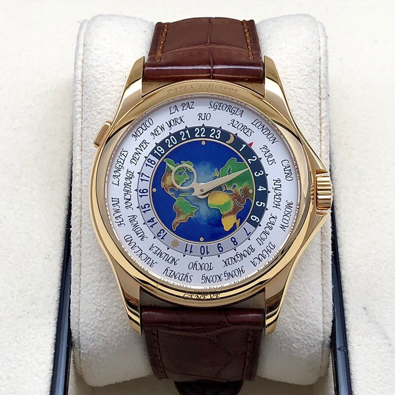 【B.D】PATEK' Watch 手錶複雜功能時計系列5131J自動機械18k黃金琺琅盤世界時男士腕錶