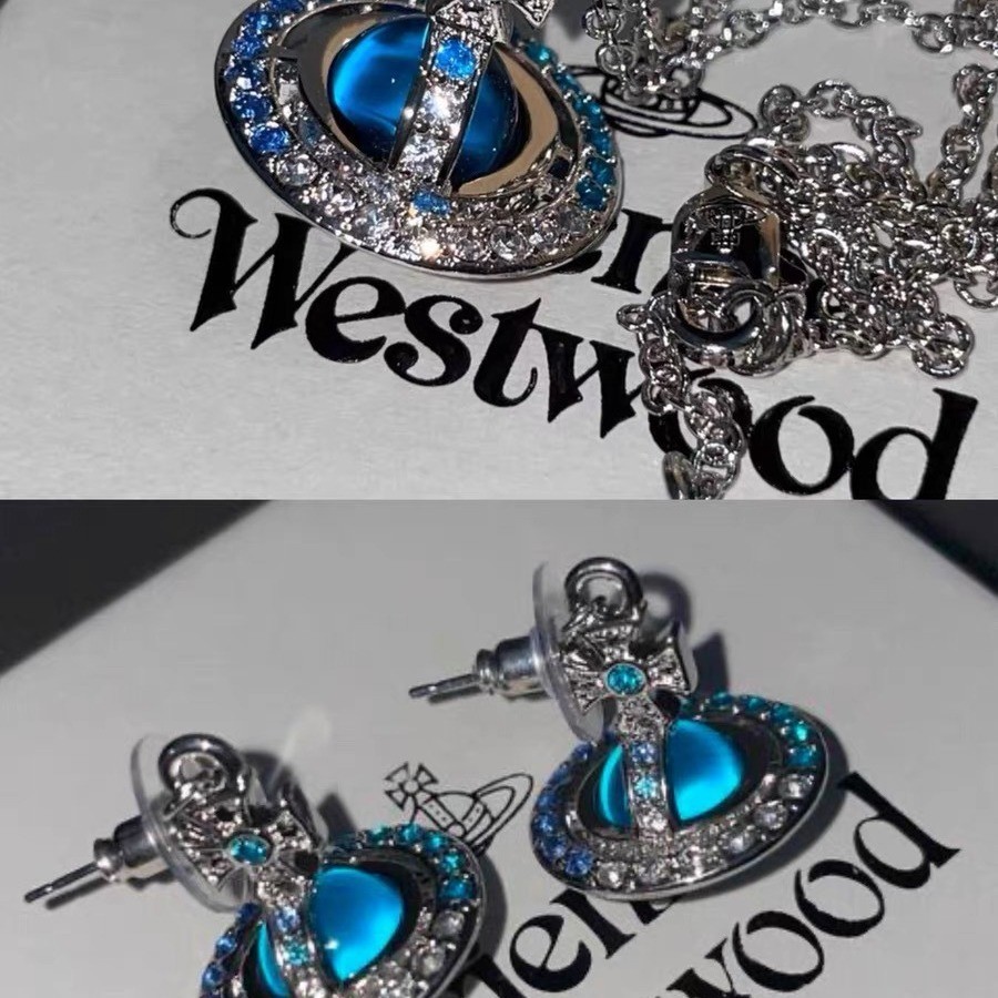 Vivienne Westwood 漸變鑽orb項鍊炫彩多色土星鏈條項鍊女輕奢鎖骨項鍊