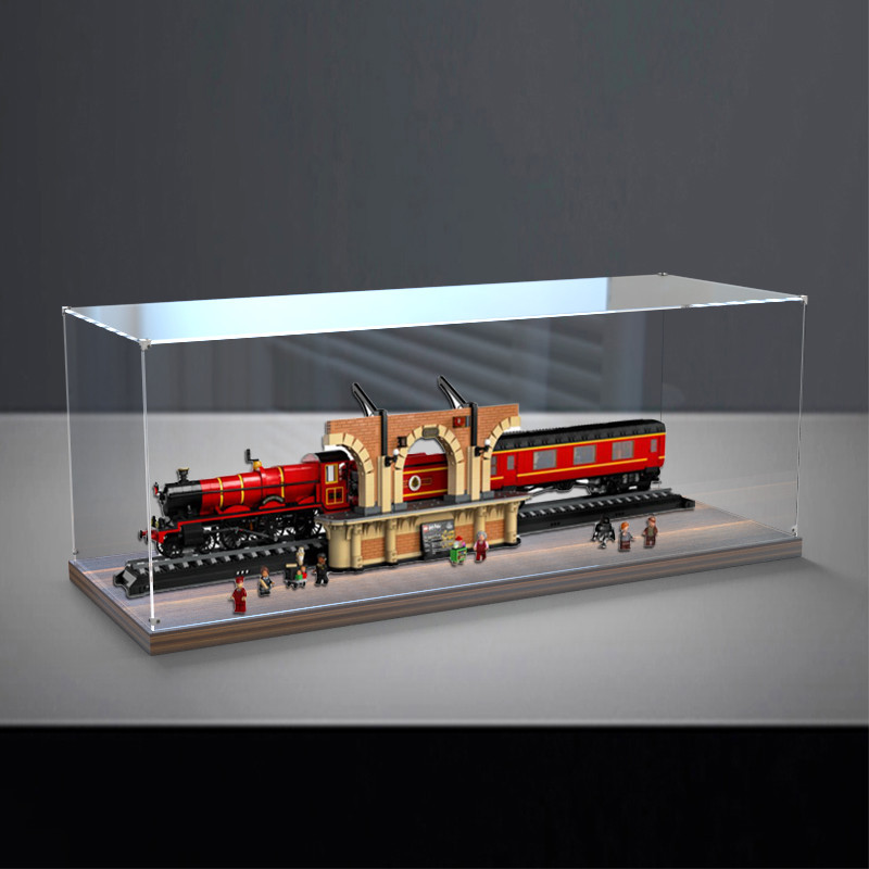 木質底收納盒適用樂高76405哈利波特霍格沃滋火車站亞克力展示盒