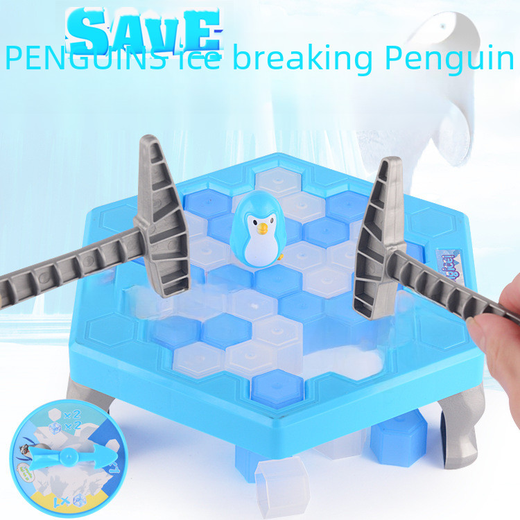 現貨#抖音拯救企鵝破冰臺拆墻玩具 企鵝桌麵親子互動益智玩具 敲打企鵝5.17mz