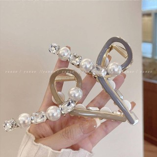 🚀臺灣出貨🚀高階感水鑽珍珠髮夾女ins後腦勺髮夾 大號髮夾 鯊魚夾 金屬夾 法式髮夾 霧面髮夾 造型髮夾 髮飾 抓髮夾