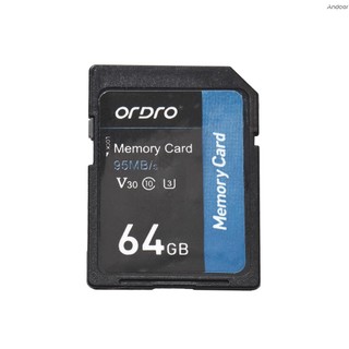 存儲卡 ORDRO 64GB 存儲卡 V30 Class 10 存儲卡 95MB/s 高速數碼攝像機攝像機來了 228