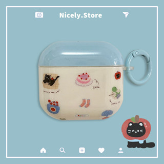 卡通蘋果黑貓蛋糕IMD無線藍牙耳機套相容 Airpods 1 2 Airpod Pro Pro2 Air Pods保護殼
