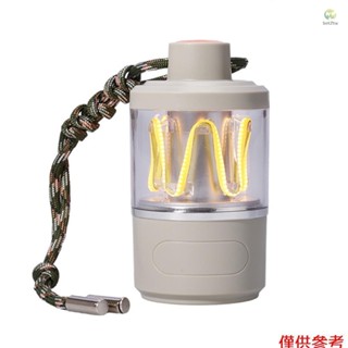 戶外露營裝飾檯燈創意充電小夜燈防水野營遠足砝碼燈家庭氛圍感擺件燈籠 內建鋰電池 米白