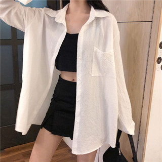 《現貨下單》夏季新款襯衫女設計感小眾復古港味長袖防曬衣薄款外套小外套洋裝大學t 女上衣長袖 t恤女專櫃女裝女生衣服女裝
