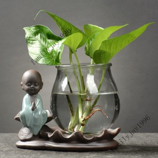 ✨可開發票#水培綠蘿植物花瓶玻璃陶瓷假花幹花養魚魚缸客廳插花房間裝飾擺件#LULU
