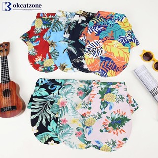 Okcatzone XL-5XL 夏威夷風格可愛夏季 T 恤舒適寵物襯衫適合中型大型犬小狗寵物衣服寵物用品 D6X2