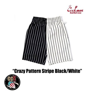 《美式工廠》美國 COOKMAN /Chef Pants short Crazy Pattern 線條雙色拼接 黒與白
