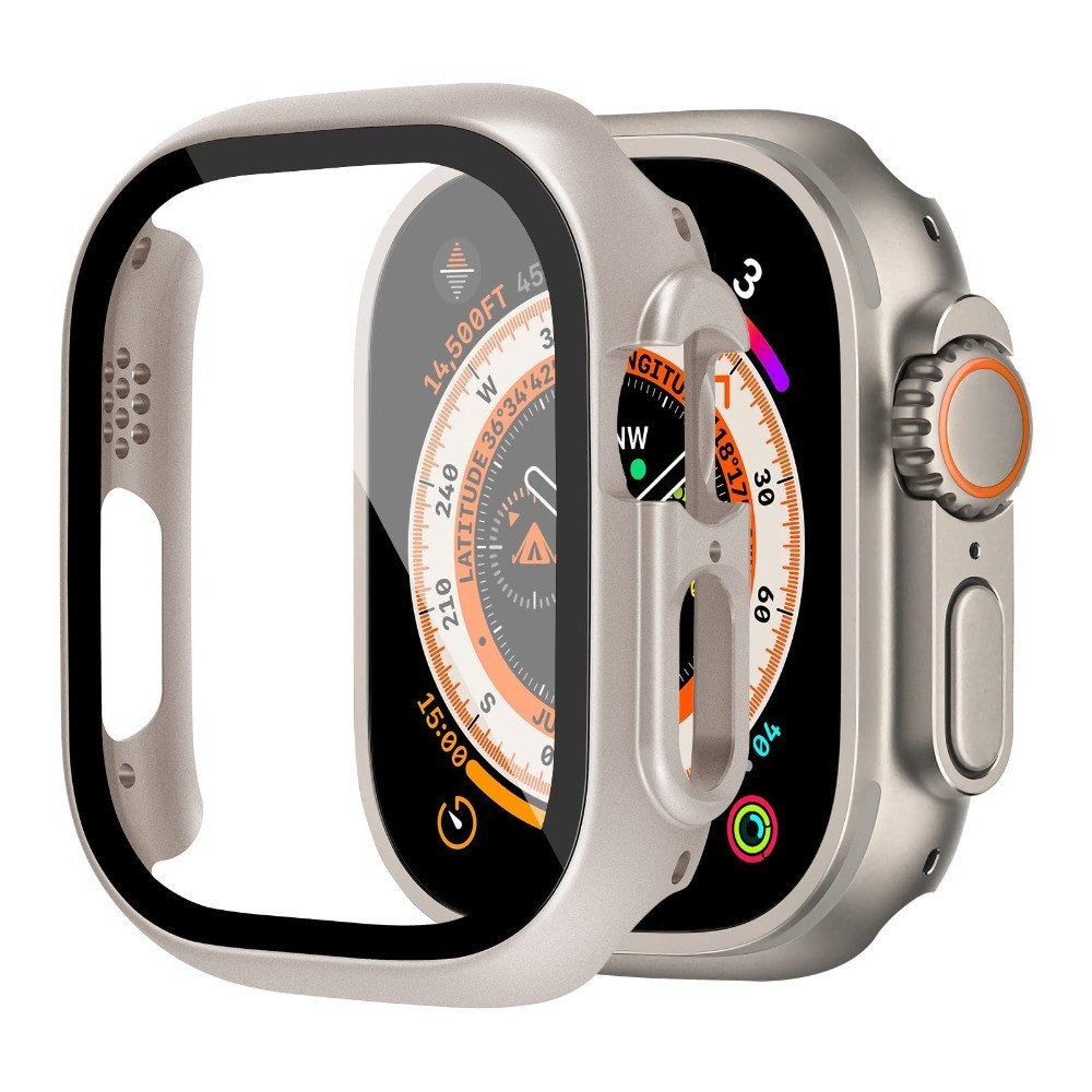 Apple Watch Ultra1/2 保護殼 49 毫米配件 PC 防震保險槓 + 鋼化玻璃屏幕保護膜