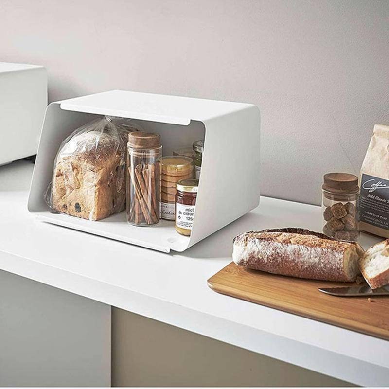 方形金屬麵包箱 跨境家用竹木麵包盒 零食整理保鮮收納箱
