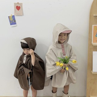 韓國兒童雨衣寶寶幼兒園斗篷式雨披男女童防雨服