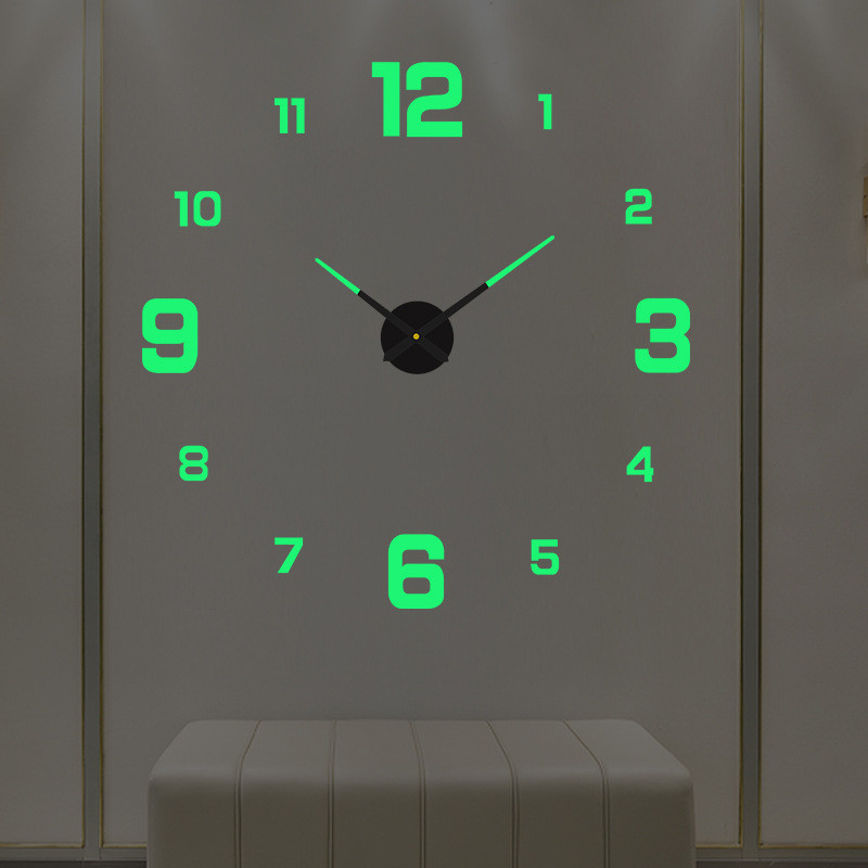 歐式簡約大號夜光靜音時鐘 diy立體數字掛鐘 客廳臥室數字牆貼鍾