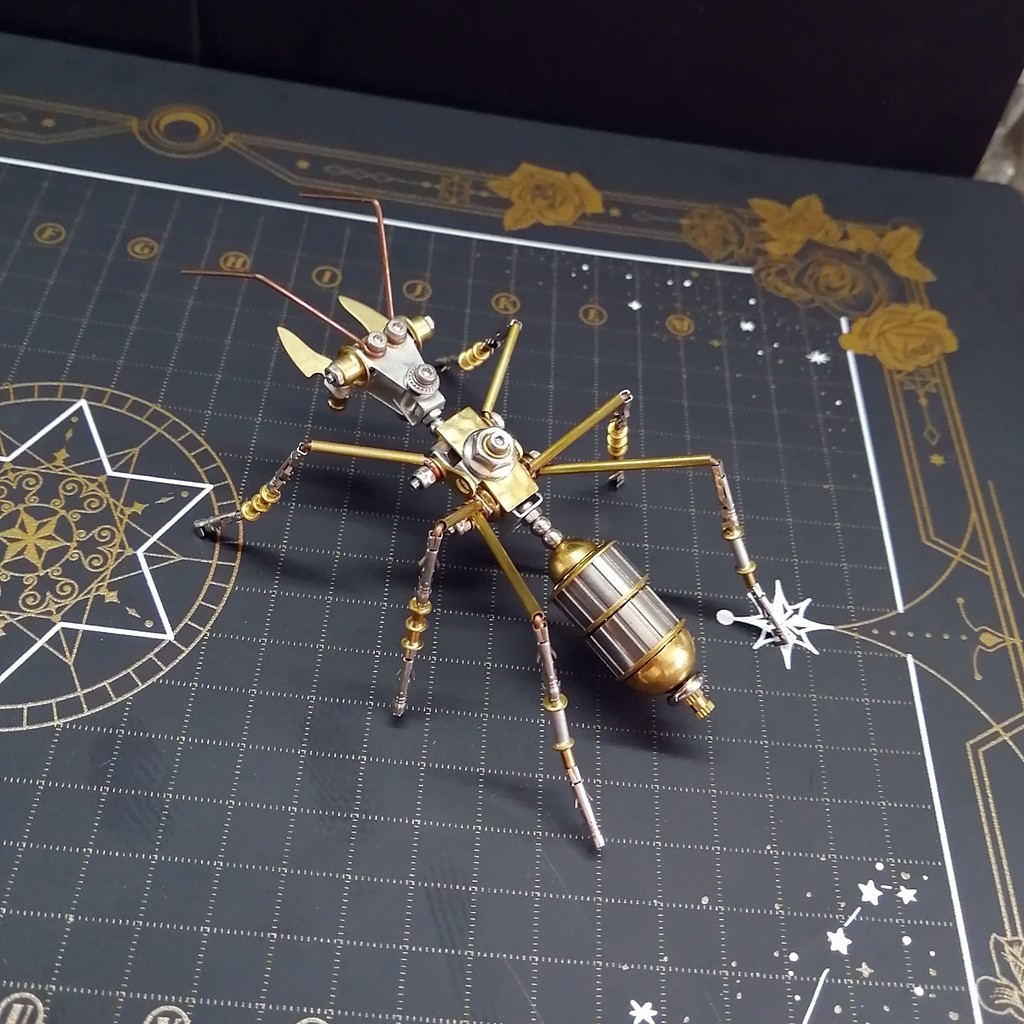 【手工製作】蒸汽朋克機械昆蟲小螞蟻金屬拼裝模型立體拼圖兒童製作玩具@創意藝術品
