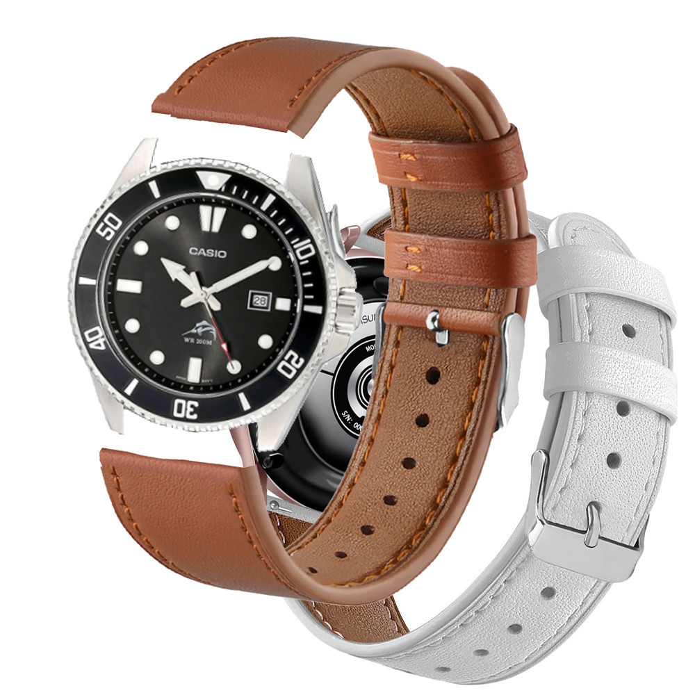 卡西歐 MDV106-1A 智能手錶腕帶手鍊真皮錶帶替換皮錶帶